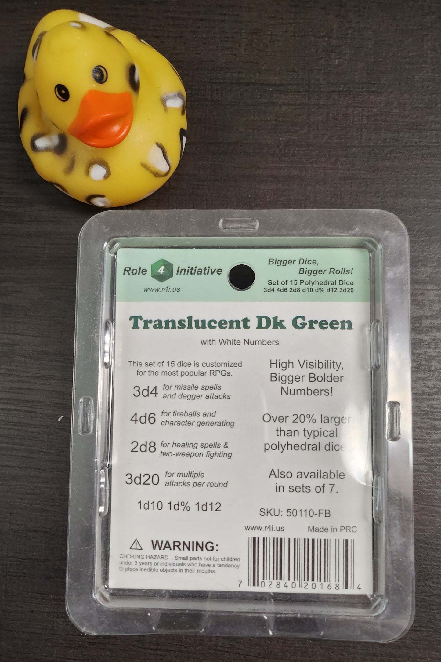 Roll 4 initiative: Dice set of 15 Translucent Dark Green (*See Per Order Flat Rate Shipping)