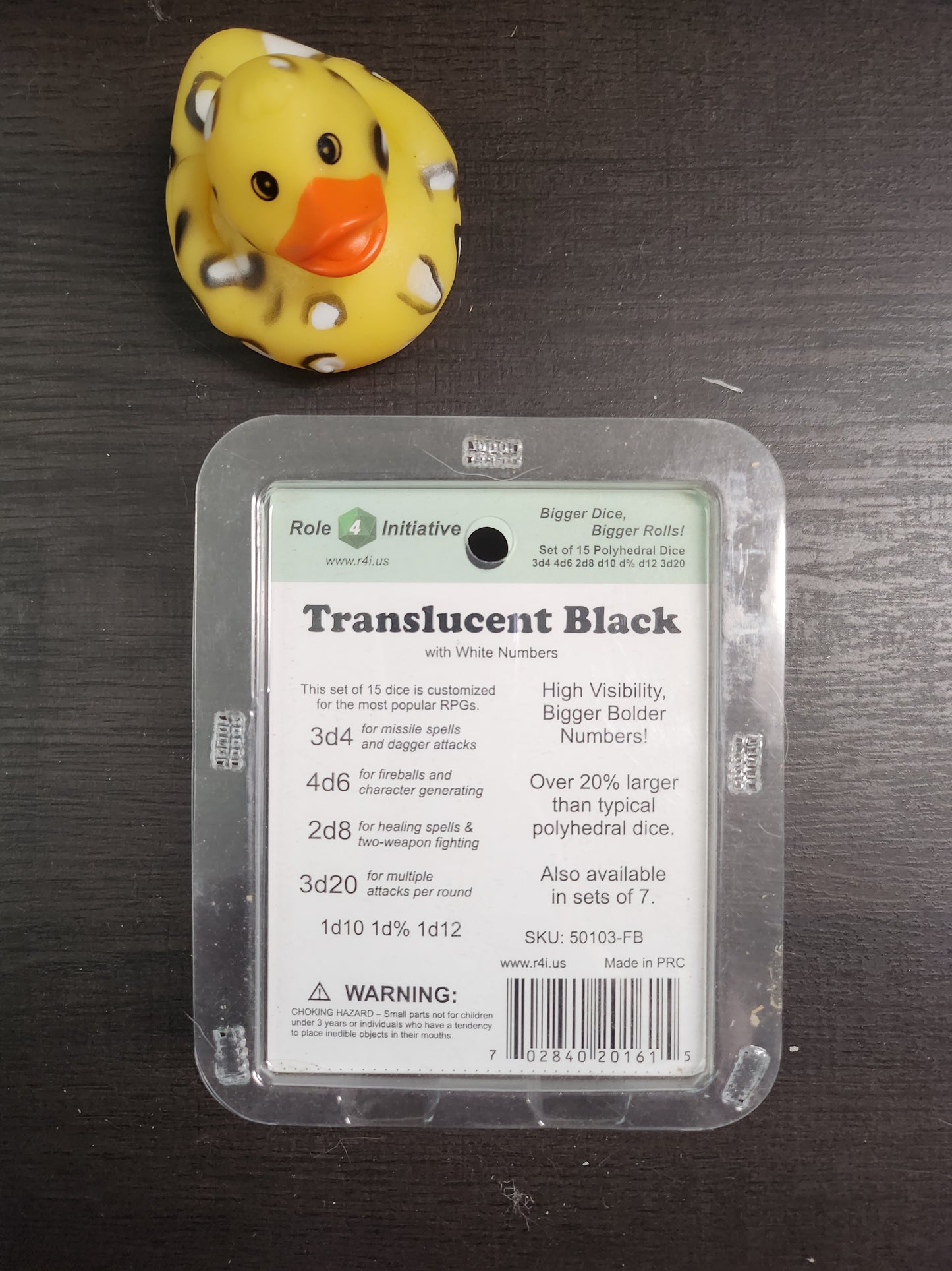 Roll 4 initiative: Dice set of 15 Translucent Black (*See Per Order Flat Rate Shipping)