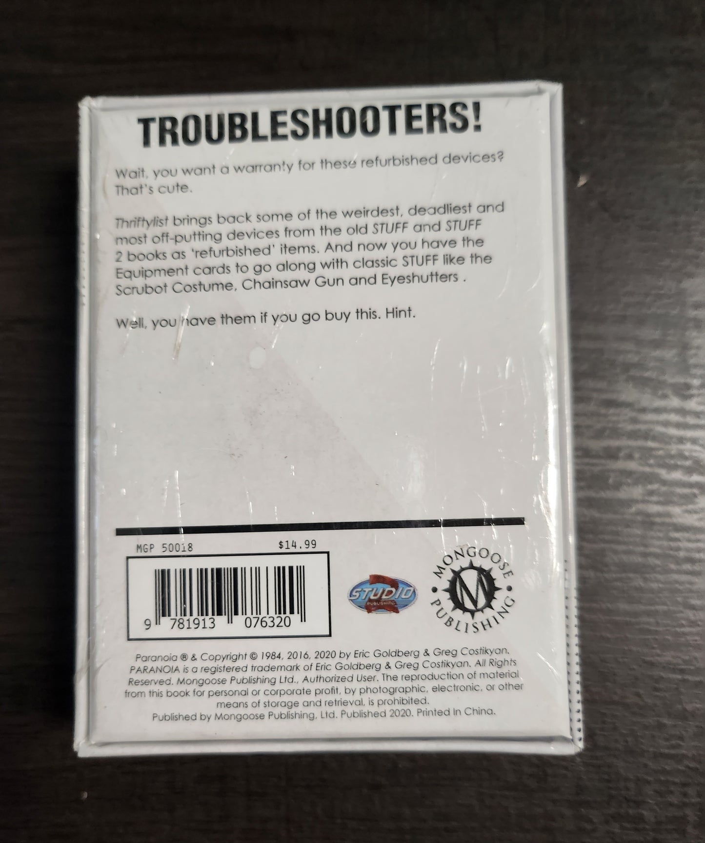 Paranoia RPG: Thriftylist Card Deck (*See Per Order Flat Rate Shipping)