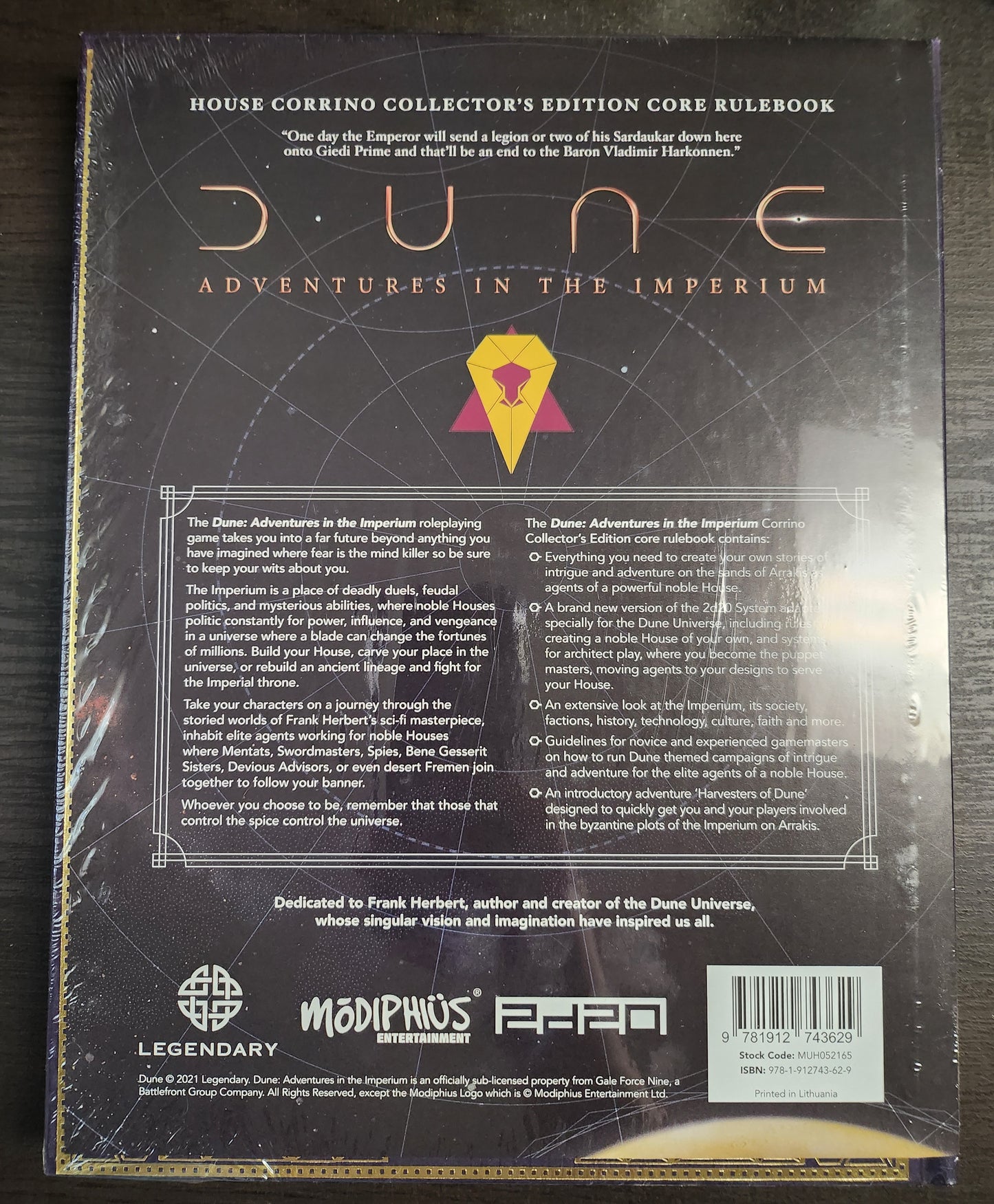 Dune: Adventures in the Imperium Core Rulebook Corrino Collector's Edition (*See Per Order Flat Rate Shipping)