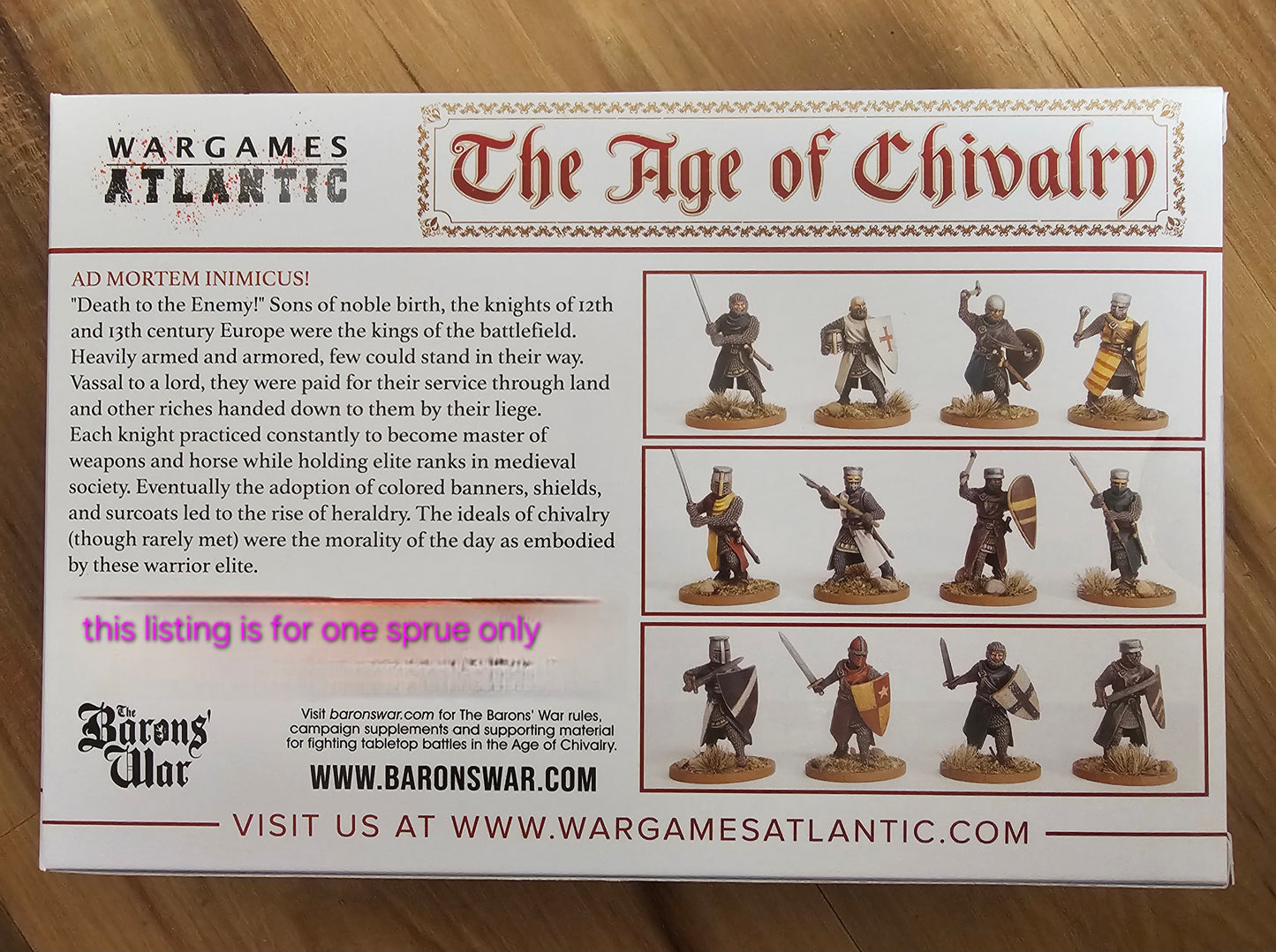 Wargames Atlantic Age of Chivalry Foot Knight (Single Sprue) (*See Per Order Flat Rate Shipping