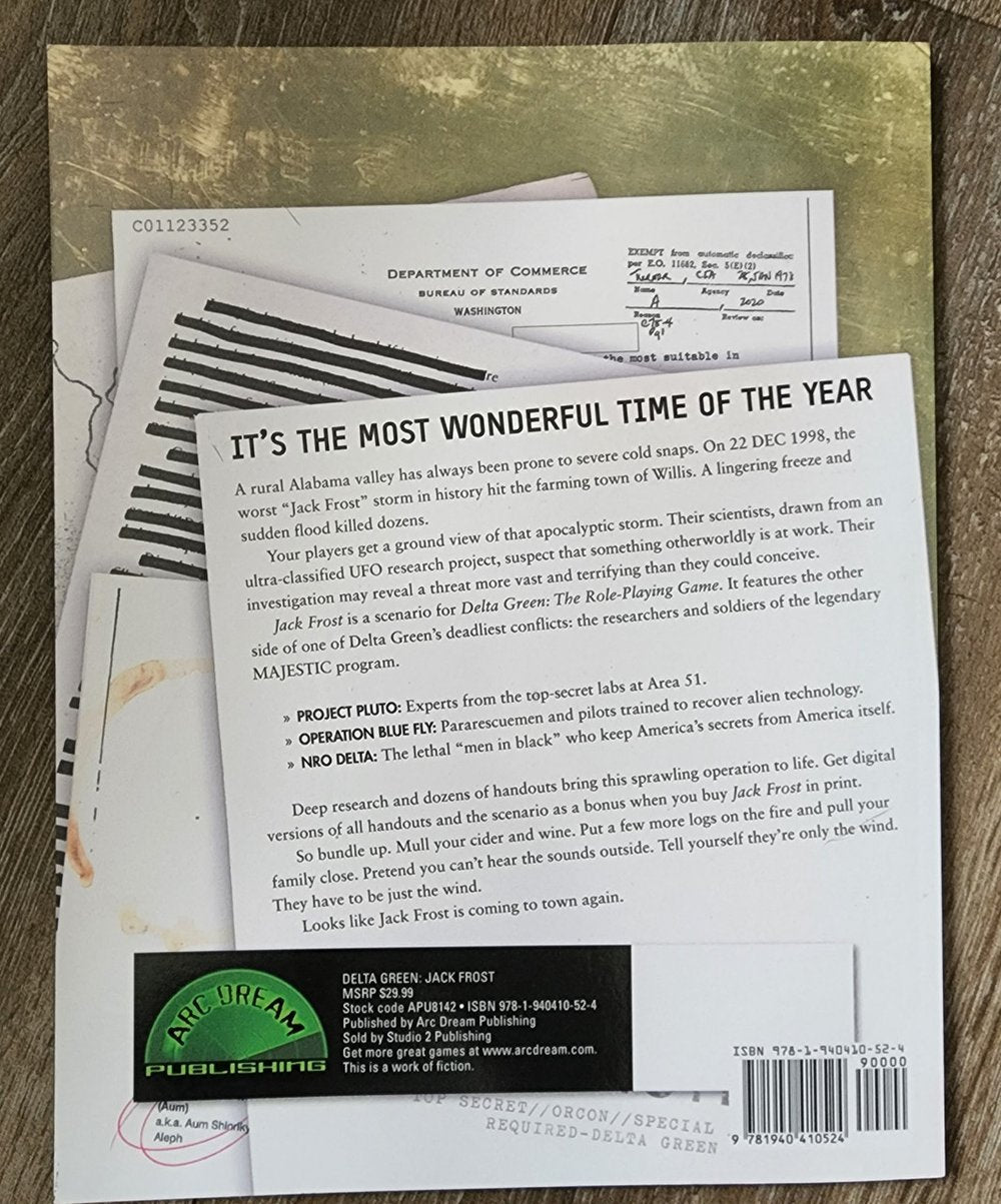 Delta Green RPG Jack Frost APU8142 (*See Per Order Flat Rate Shipping)