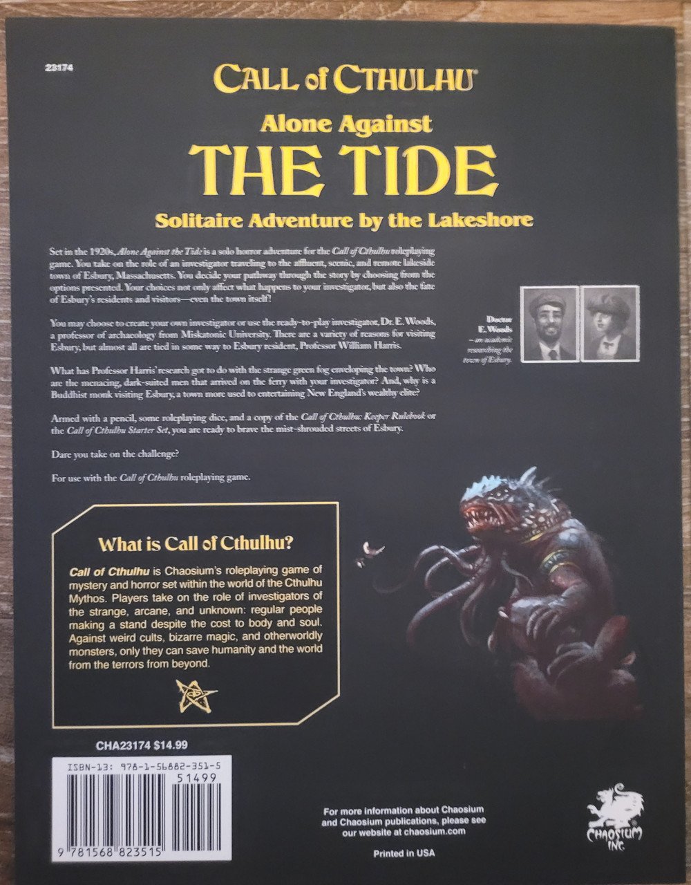 Call of Cthulhu Alone Against the Tide (*See Per Order Flat Rate Shipping)