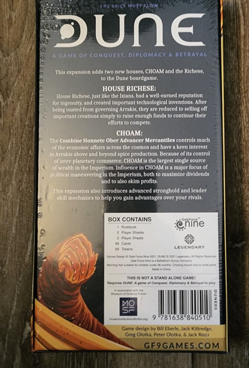 Dune Board Game CHOAM and Richese House Expansion  (*See Per Order Flat Rate Shipping)