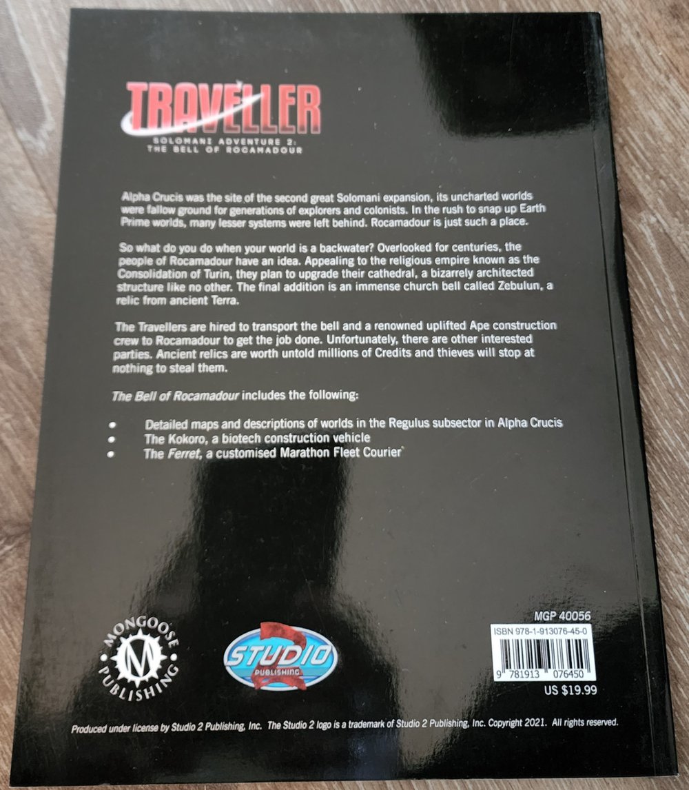 Traveller RPG Adventure 2 The Bell of Rocamadour (*See Per Order Flat Rate Shipping)