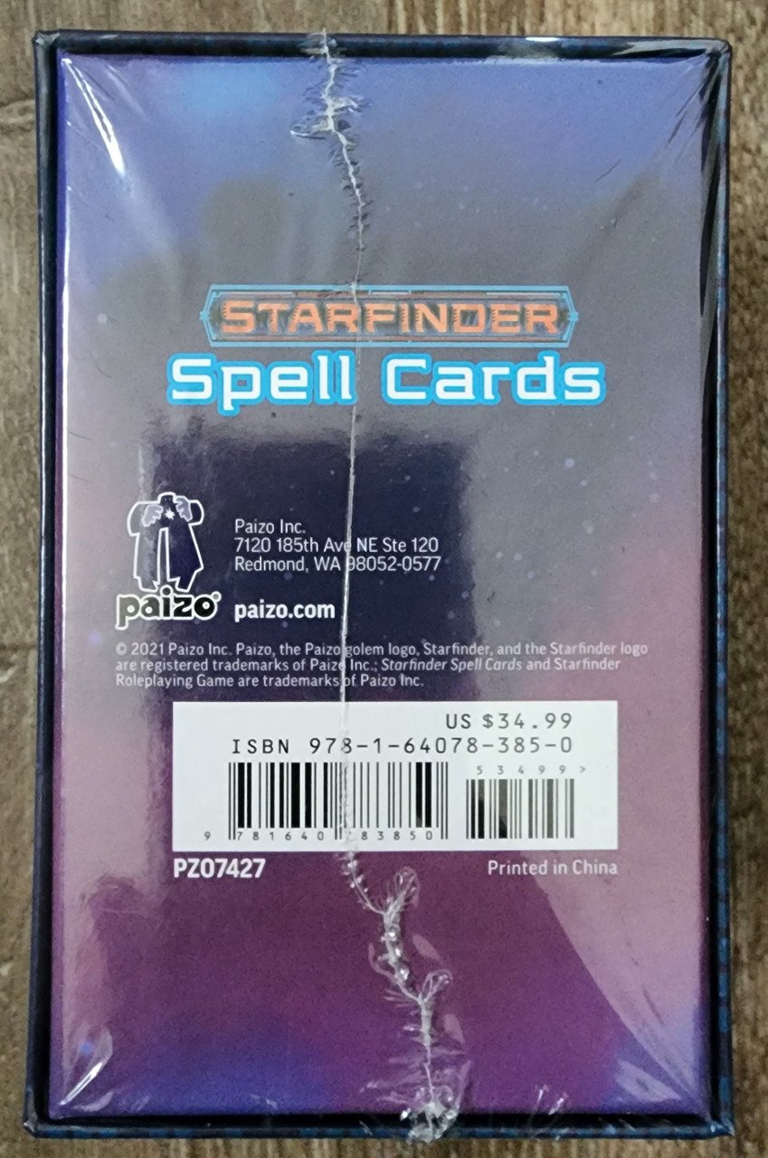 Starfinder RPG Spell Cards (*See per Order flat Rate Shipping)