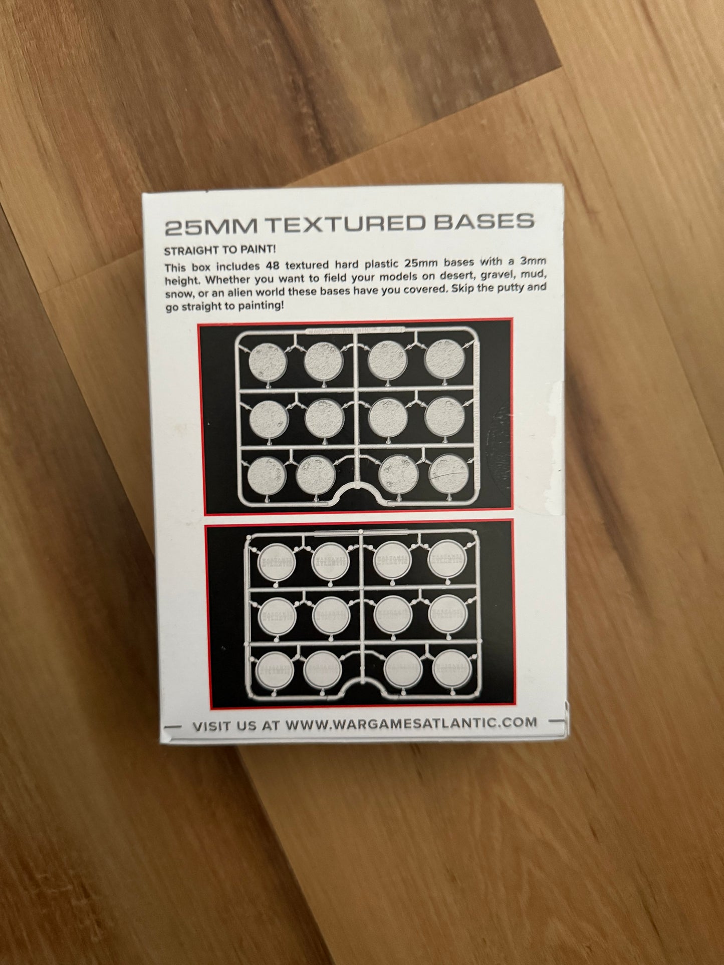 Wargames Atlantic 25mm Texxtured Bases (3mm Bevel) (*See Per Order Flat Rate Shipping)