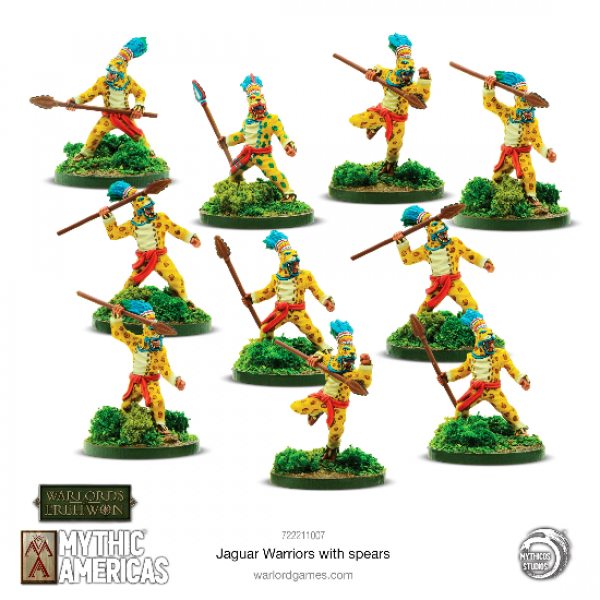 Warlords of Erehwon: Mythic Americas - Jaguar Warriors with Spears (10) (*See Per Order Flat Rate Shipping)