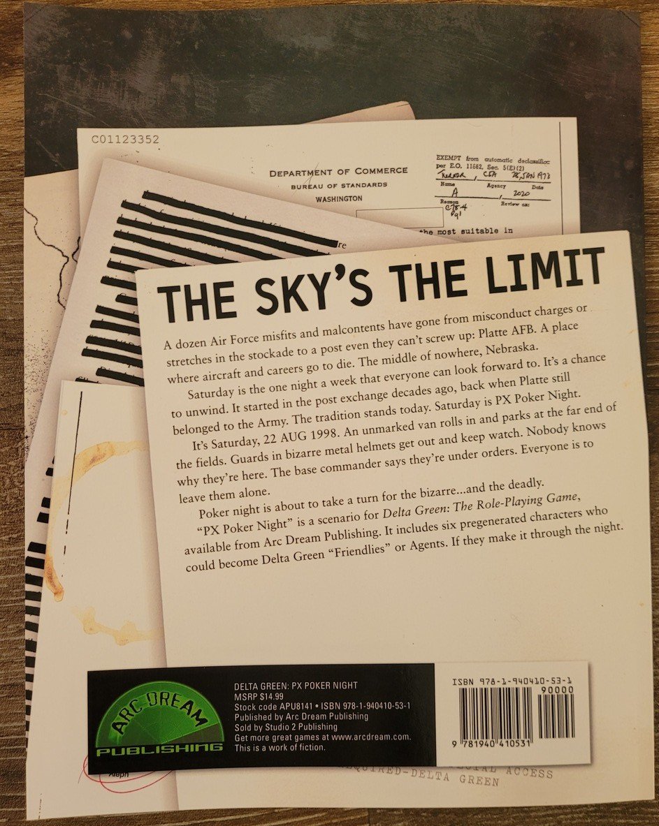 Delta Green RPG PX Poker Night (*See Per Order Flat Rate Shipping)