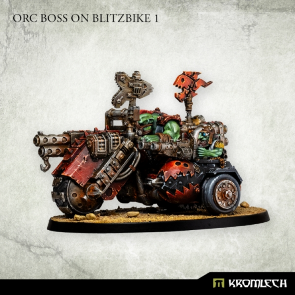 Kromleck Miniatures Orc Boss on Blitzbike #1 (*See Per Order Flat Rate Shipping)