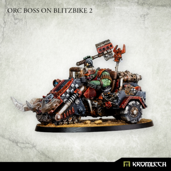 Kromlech Miniatures Orc Boss on Blitzbike #2 (*See Per Order Flat Rate Shipping)