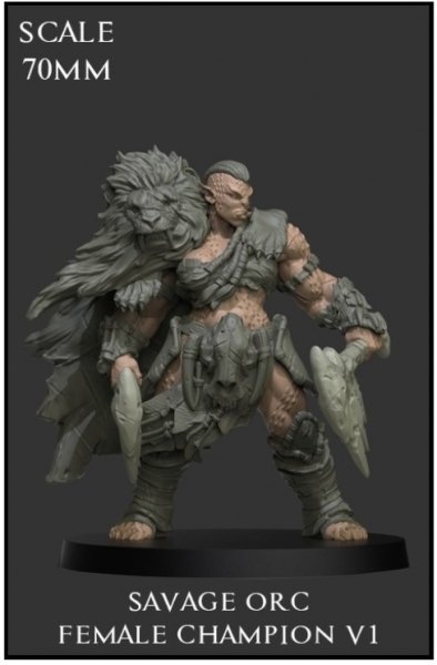 Yedharo Model Kit Savage Orc Female Champion v1 (70mm Scale) (*See Per Order Flat Rate Shipping)