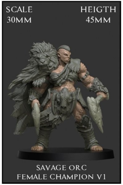 Yedharo Model Kits Savage Orc Female Champion v1 (30mm Scale) (*See Per Order Flat Rate Shipping)
