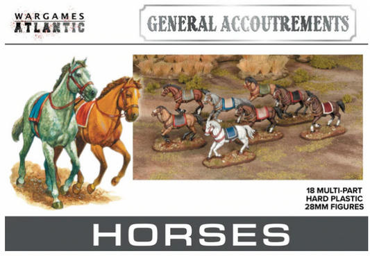 Wargames Atlantic General Accoutrements Horses (18) (*See Per Order Flat Rate Shipping)