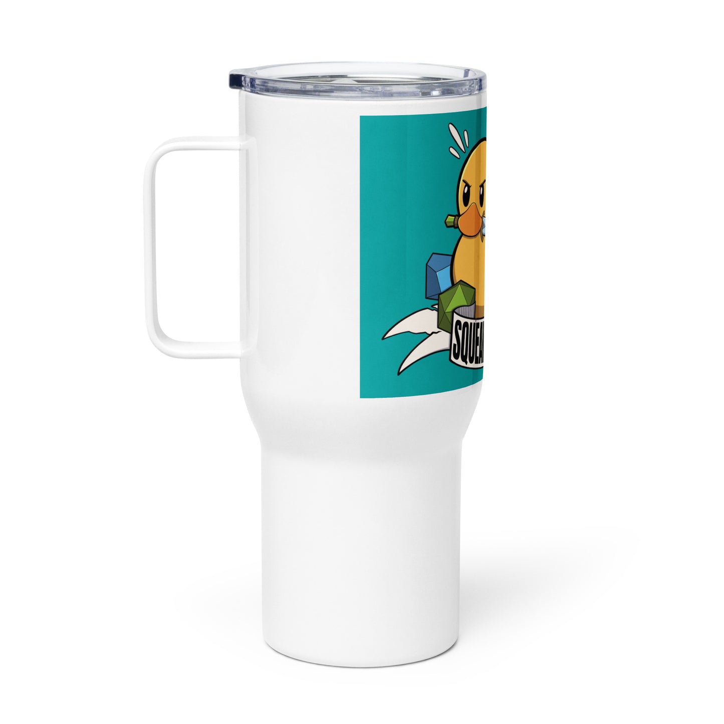Squeakers Games Logo Travel mug with a handle