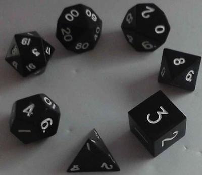 Metallic Dice: Black Color Solid Metal Polyhedral 7-Die Set (*See Per Order Flat Rate Shipping)