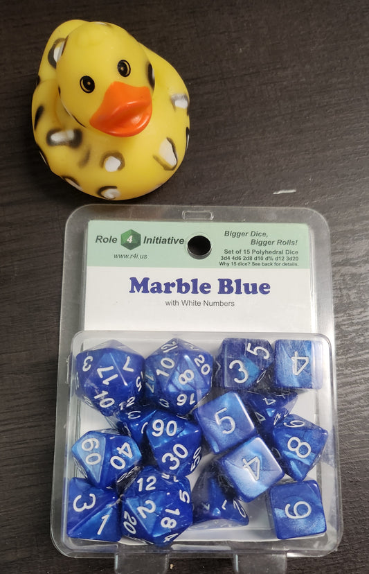 Roll 4 initiative: Dice set of 15 Marble Blue (*See Per Order Flat Rate Shipping)