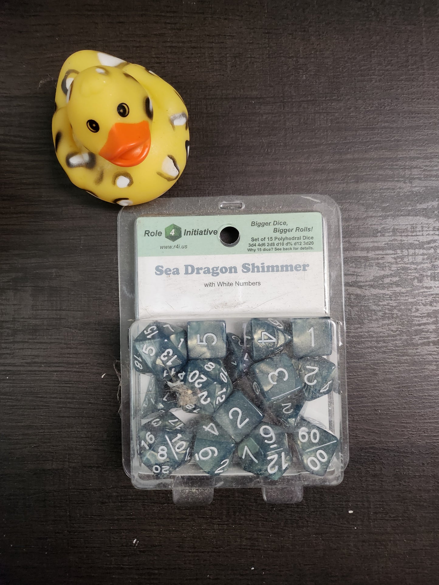 Roll 4 initiative: Dice set of 15 Sea Dragon Shimmer  (*See Per Order Flat Rate Shipping)