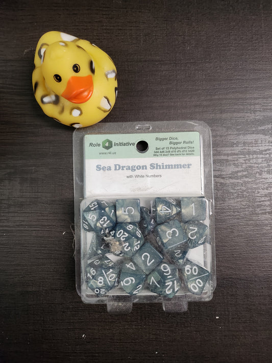 Roll 4 initiative: Dice set of 15 Sea Dragon Shimmer  (*See Per Order Flat Rate Shipping)