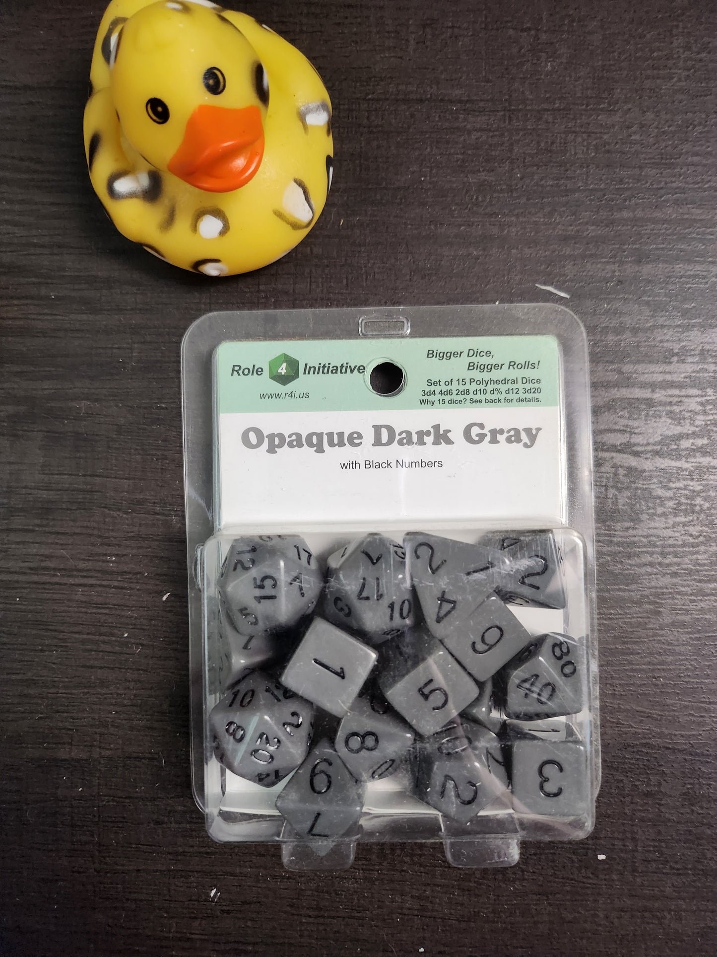 Roll 4 initiative: Dice set of 15 Opaque Dark Gray (*See Per Order Flat Rate Shipping)