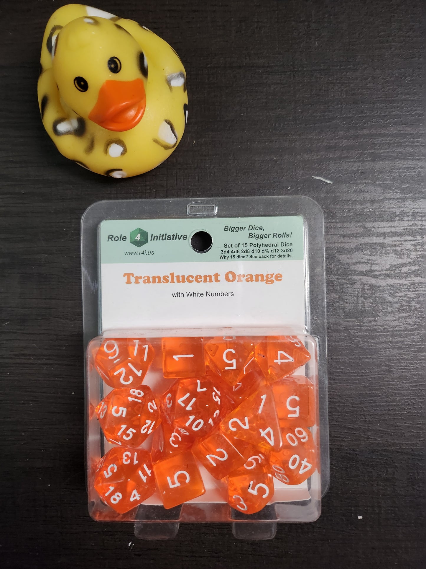 Roll 4 initiative: Dice set of 15 Translucent Orange (*See Per Order Flat Rate Shipping)