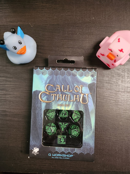 Call of Cthulhu Black & green Dice Set  (*See Per Order Flat Rate Shipping)