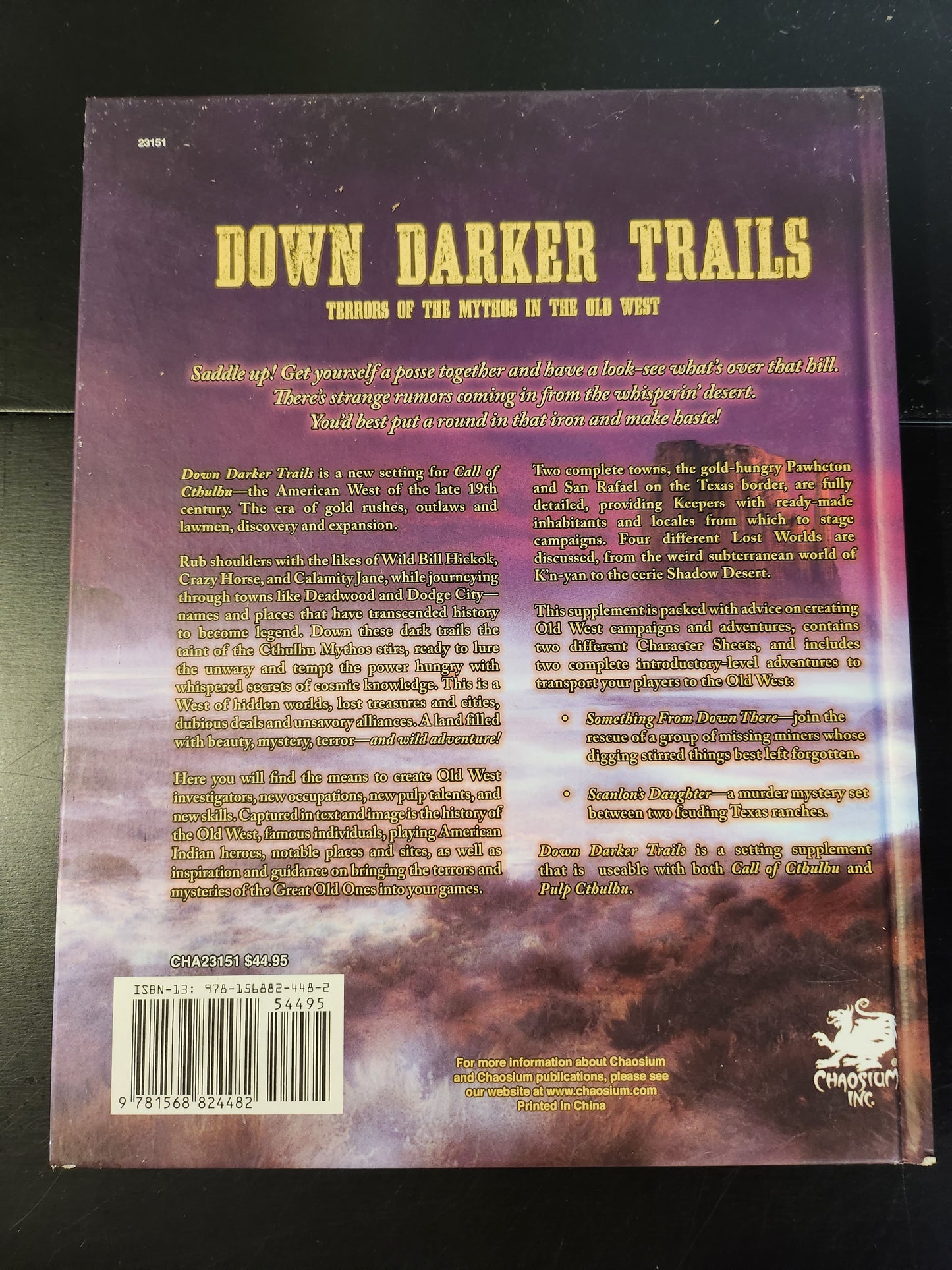 Call of Cthulhu: Down Darker Trails Terrors of the Mythos in the Wild West (*See Per Order Flat Rate Shipping)