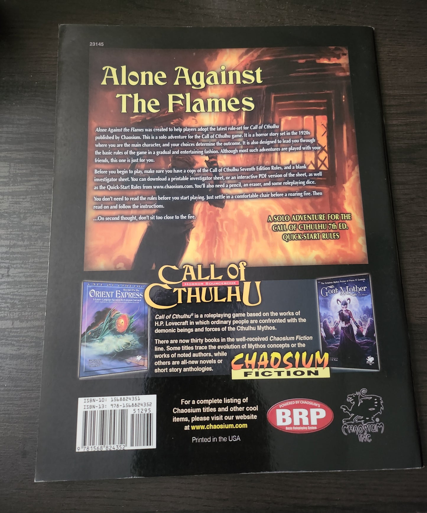 Call of Cthulhu: Alone Against the Flames (*See Per Order Flat Rate Shipping)