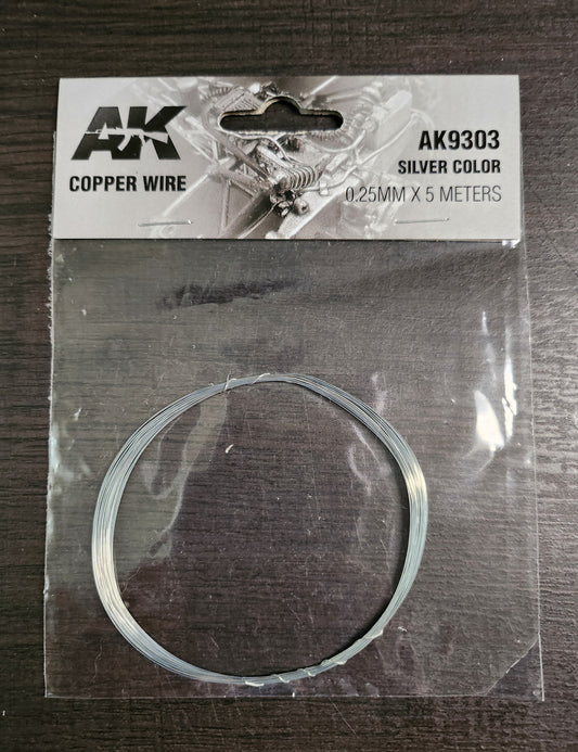 AK Interactive Copper Wire Silver Color .25mm x 5 meters (*See Per Order Flat Rate Shipping)