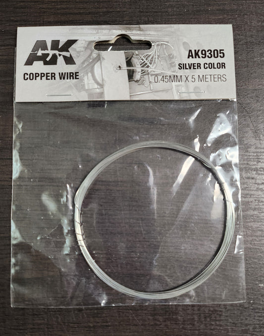 AK Interactive Copper Wire Silver Color 0.45mm x 5 Meter (*See Per Order Flat Rate Shipping)