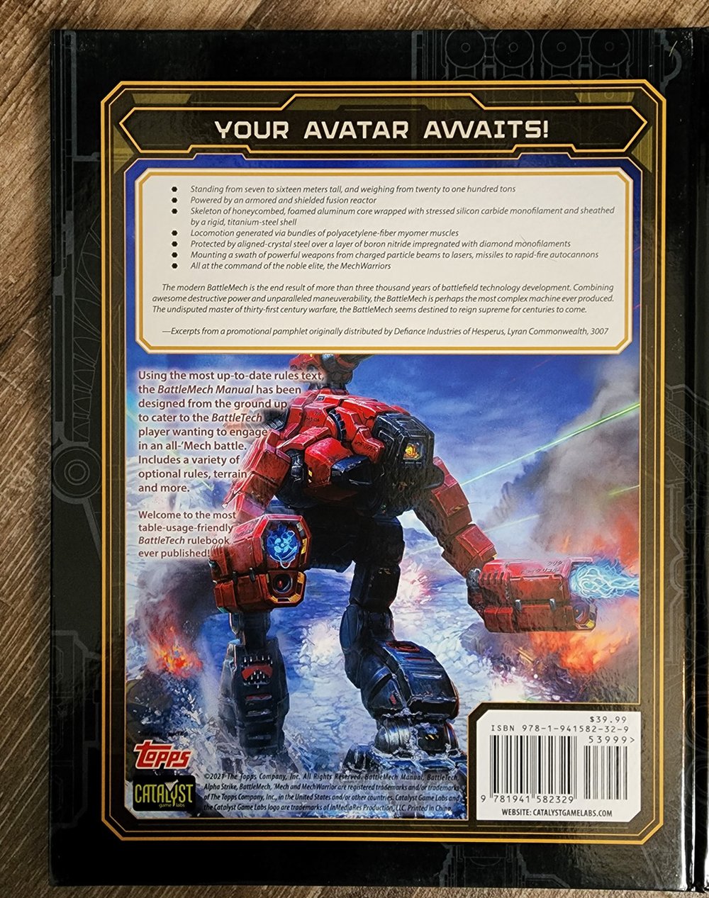 BattleTech BattleMech Manual (New Cover) (*See Per Order Flat Rate Shipping)