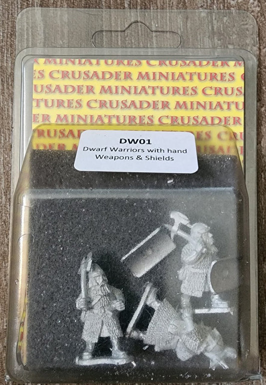 28mm Fantasy Dwarf Warriors with Hand Weapons & Shields (3) (*See Per Order Flat Rate Shipping)