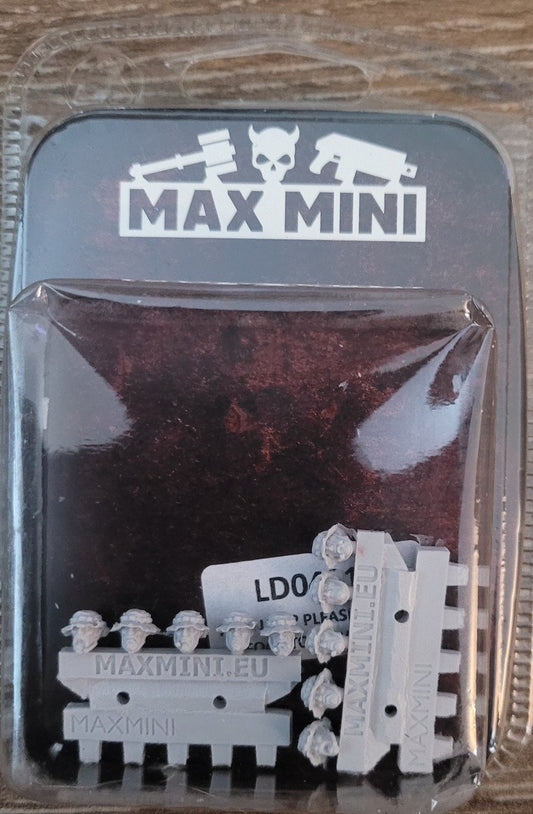 MaxMini: Boonie Hat Heads (10)  Miniatures are supplied unpainted and assembly may be required.