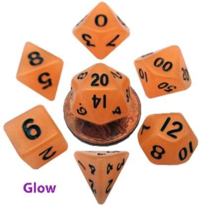 MDG 16mm Ployhedral Dice Set Glow Orange (*See Per Order Flat Rate Shipping)