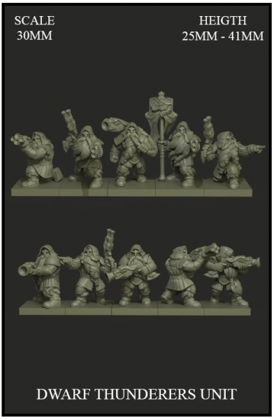 Yedharo Model Kit Dwarf Thunderers Unit (30mm Scale) (*See Per Order Flat Rate Shipping)