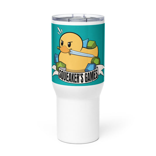 Squeakers Games Logo Travel mug with a handle